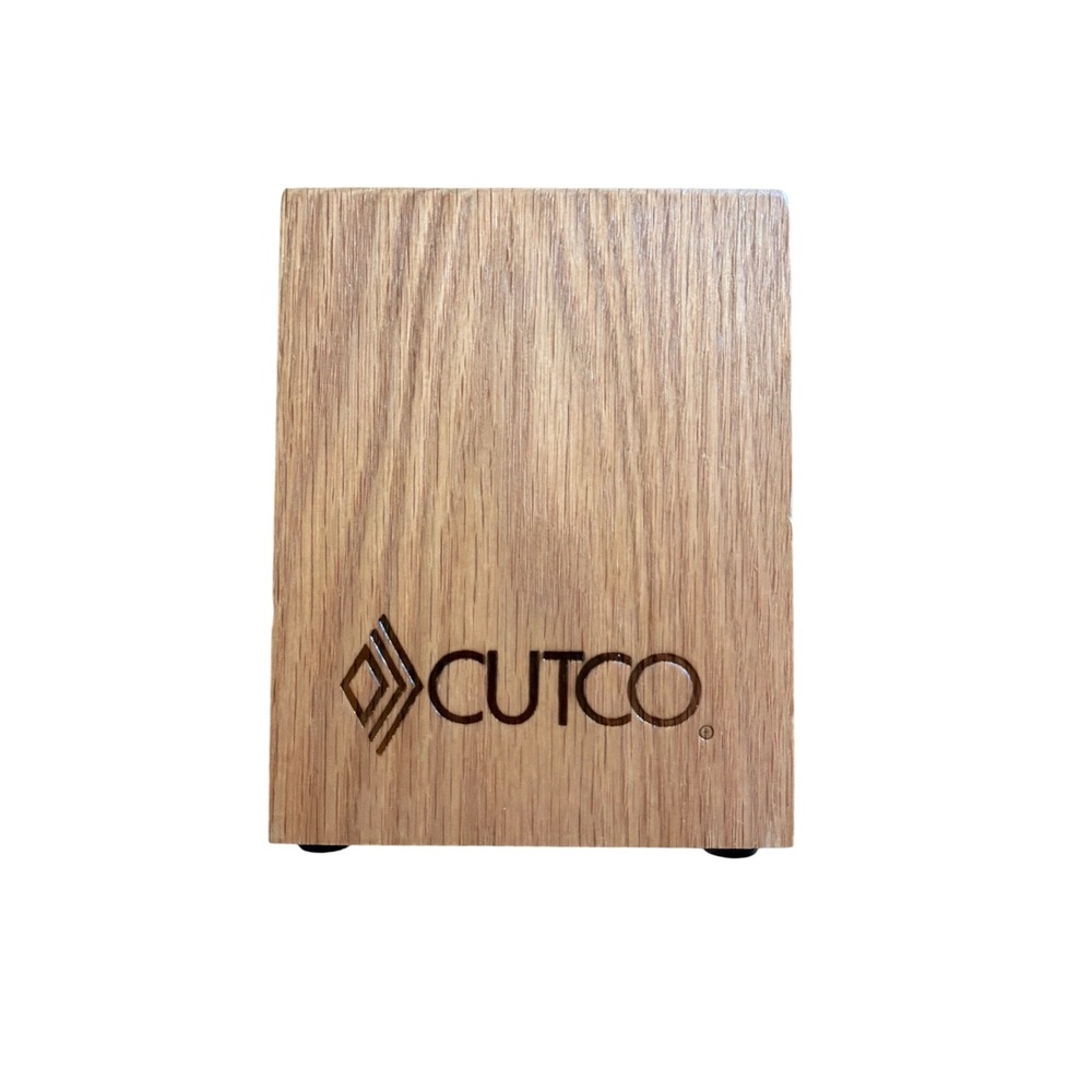 Cutco Oak Wood Utensil Holder Kitchen Tool Caddy Made in USA Brown 4x4x5